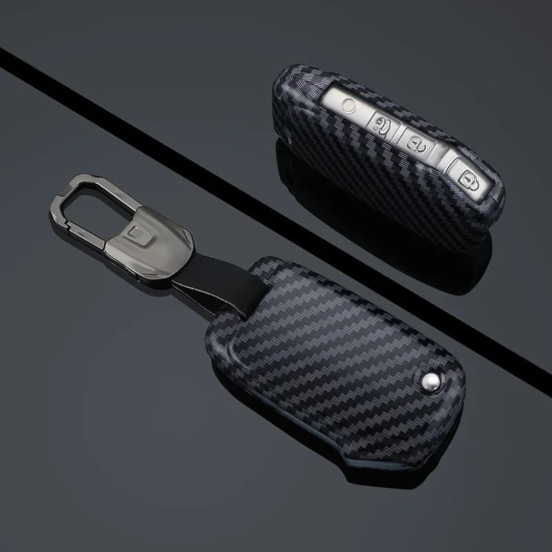 Carbon Fiber Car Flip Key Case Cover Shell For KIA Sportage R GT Stinger GT Sorento Ceed CD Cerato Forte 2018 2019 2020 Keychain