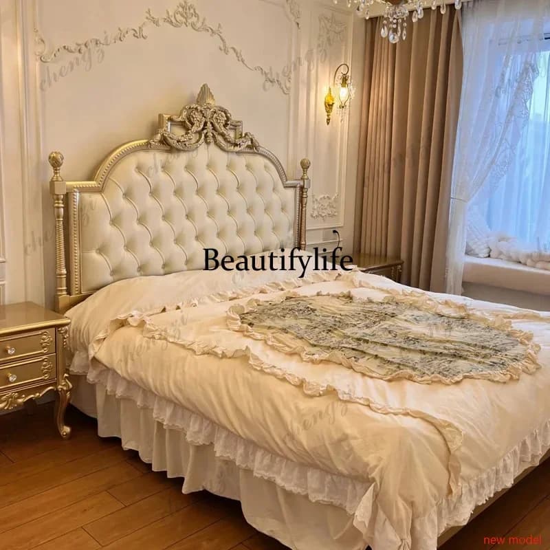 N138Normal European Double Bed Elegant Soft Cheap Wooden Japanese Double Bed Luxury Modern dults Cama Queen Bedrooms Furniture