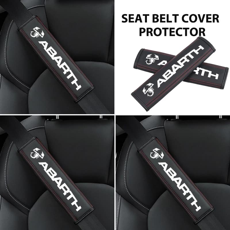 Scorpion Pattern Seat Belt Shoulder Pad Leather Cover For 124 Spider 695 Panda Bravo 500e Auto Interior Part