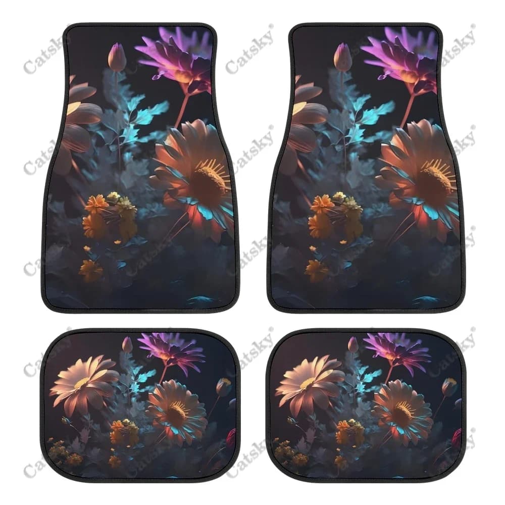 Daisy flowers 4PCS Car Floor Mats Patterns Suitable for Most Cars Auto Interior Accessories Non-slip Protective Floor Mats