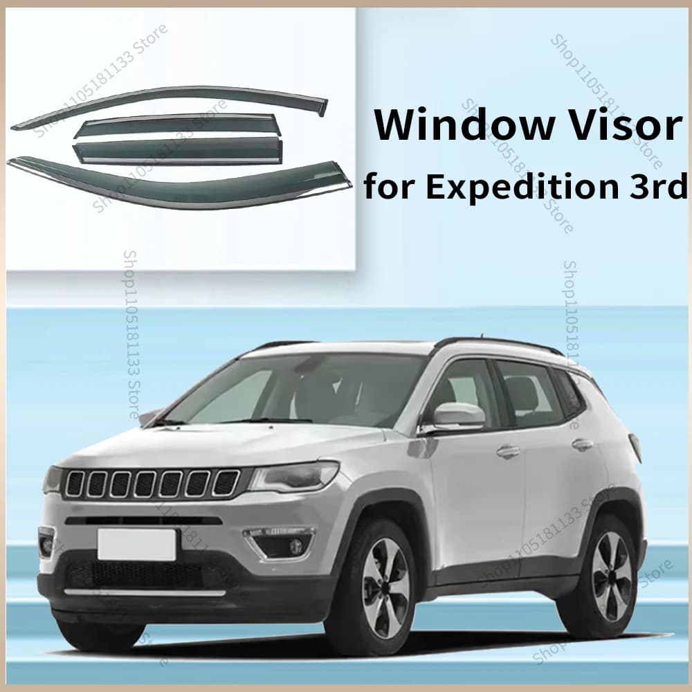 Chrome Strips Rain Guards for JEEP Compass 2011-2025 Window Visor Wind Deflectors Door Visor Vent Shades Ventvisor