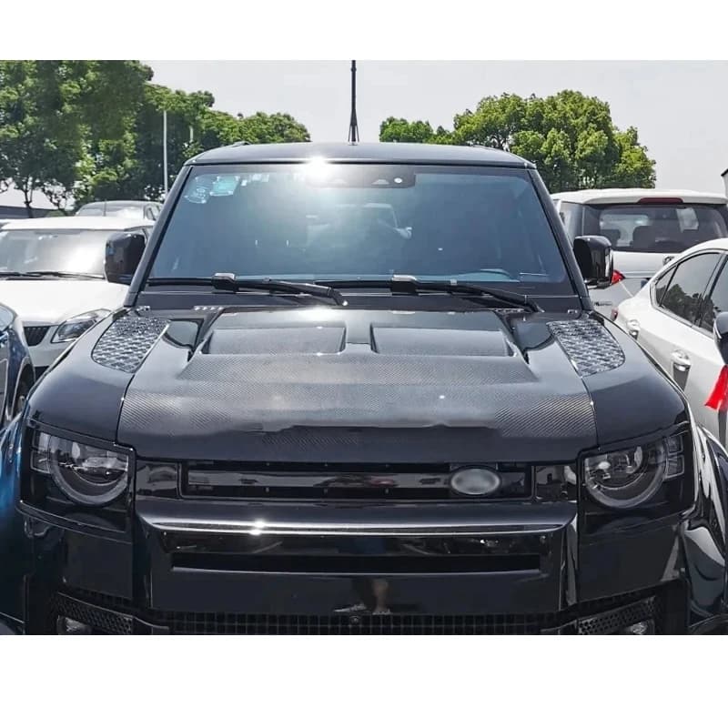 Real Carbon Fiber Car Front Engine Hood Cover for Land Rover Defender 110 90 2020 2021 2022+