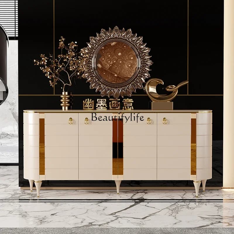 Light luxury, elegant and modern style, porch cabinet, living room partition entrance door, rock slab marble