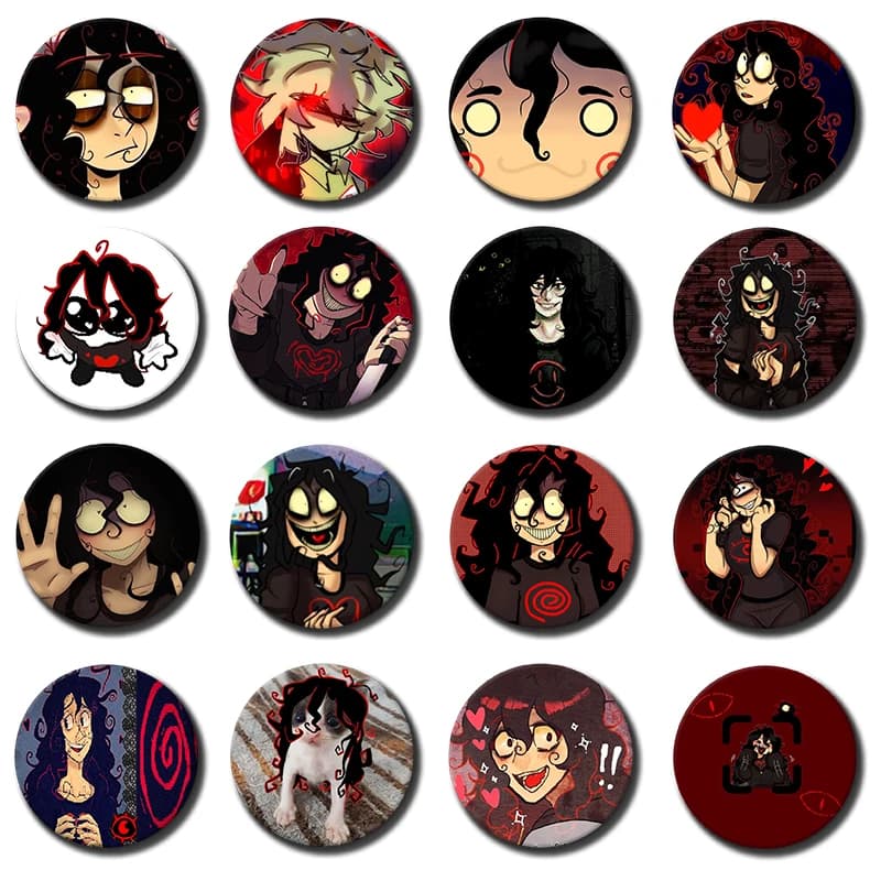 58mm 1PC Horror Game J-john D-doe logo Soft Button Pin Round Metal Badge Lapel Pin Parts Gift Friends Kid Jewelry