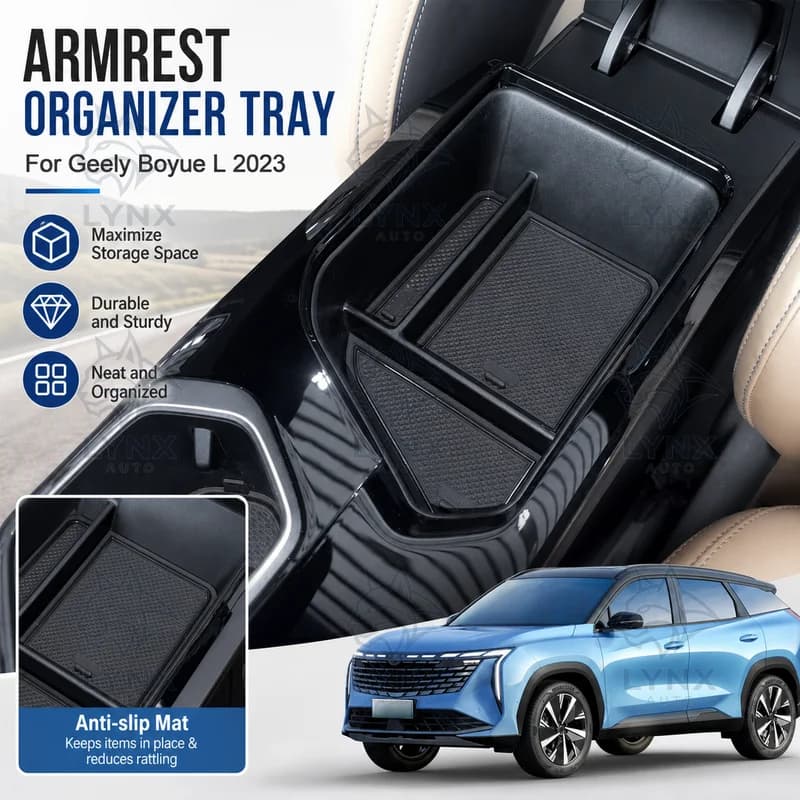 For Geely Boyue L 2023 Center Console Armrest Box Storage Organizer Tray Insert Caddy Pocket Car Interior Accessories