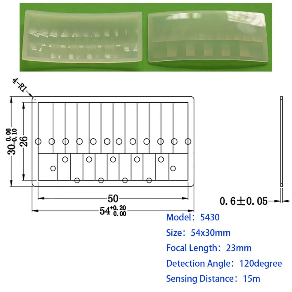 1PC Optical HDPE Fresnel Lens for PIR Human Body Infrared Motion Sensors 11-25mm Focal Length 7-16m Range
