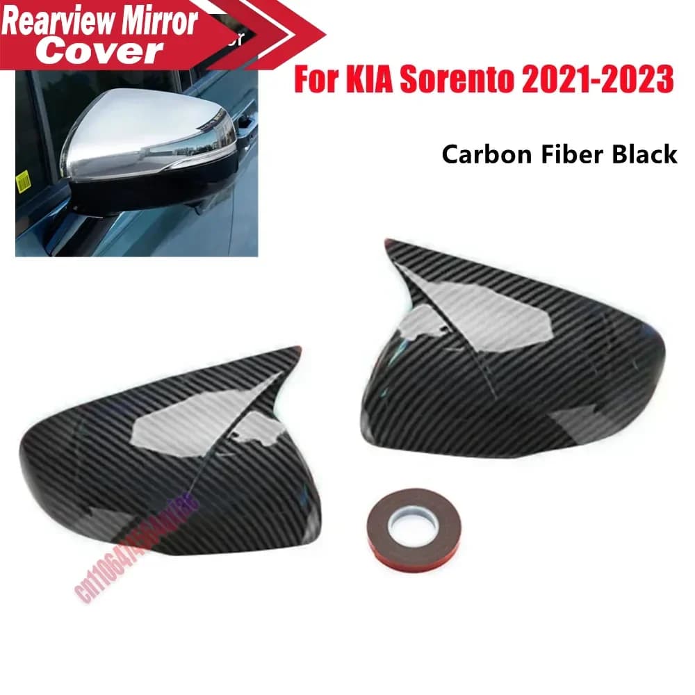 For Kia Sorento 2021-2023 ABS Rearview Side Mirror Cover Wing Cap Exterior Door Housing Trim Adhesive Sticker Parts