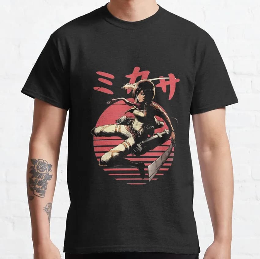 Casual Ato Soldier Mikasa Ackerman Titan Attack On Titan AOT Anime t shirt for men 100% Cotton  Short Sleeve Tees Gift Idea Tops