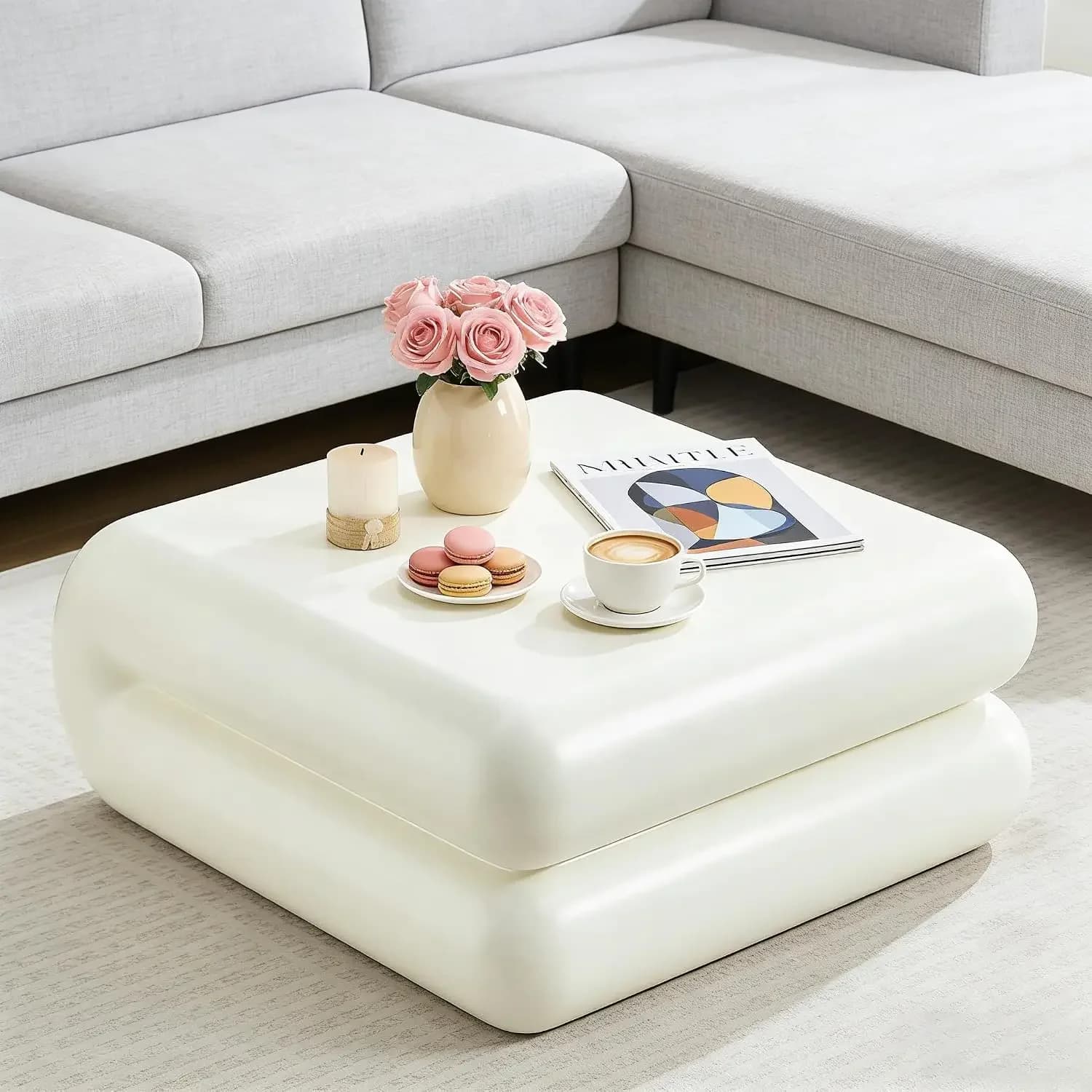Nesting Classic Stable Adjustable Coffee Table Square Minimalist Convenient Decorative Low Coffee Table Table Basse Furniture