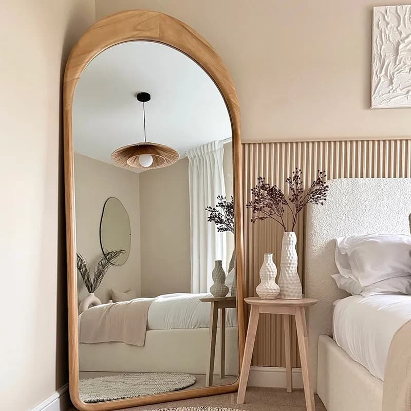 Living Room Decorative Mirrors Vintage Nordic Wooden Standing Mirrors Full Body Bedroom Princess Espejos De Piso Home Decoration