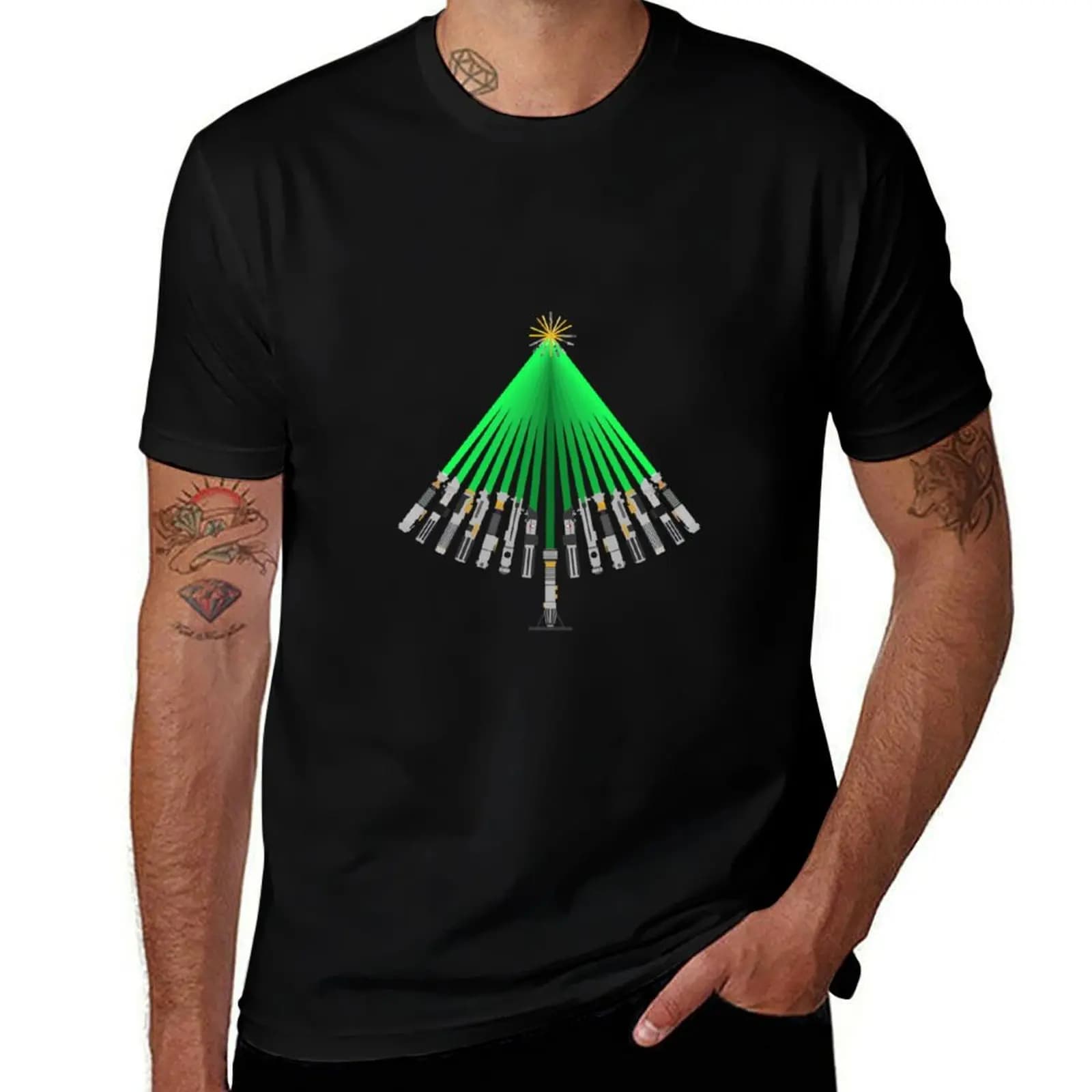 LightSaber Christmas Tree T-Shirt Casual Loose Fit Summer Tee Shirt T-Shirt