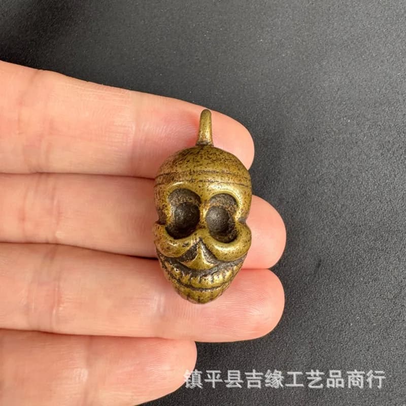 Vintage Brass Skull Pendant Accessory, Ethnic Style Distressed Bracelet, Buddhist Beads, Loose Bead Jewelry