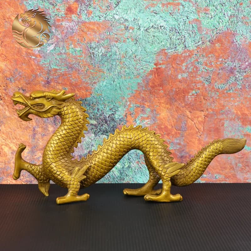 Large, all-brass copper ornament for the office entrance, featuring a Chinese zodiac dragon design