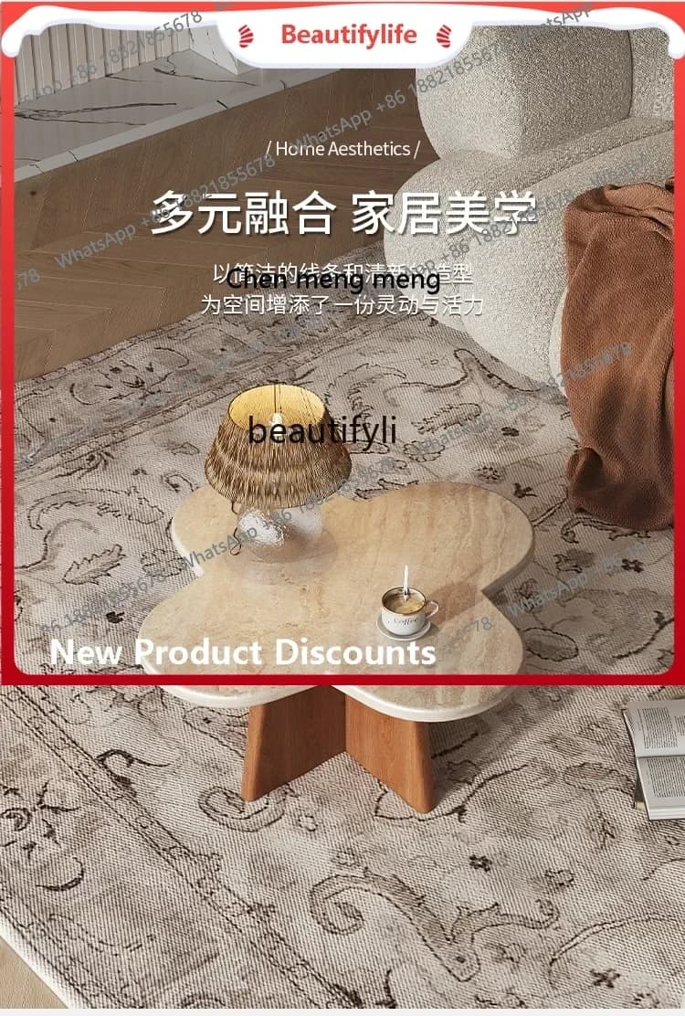 ss8350 Natural travertine coffee table for household use, coffee table