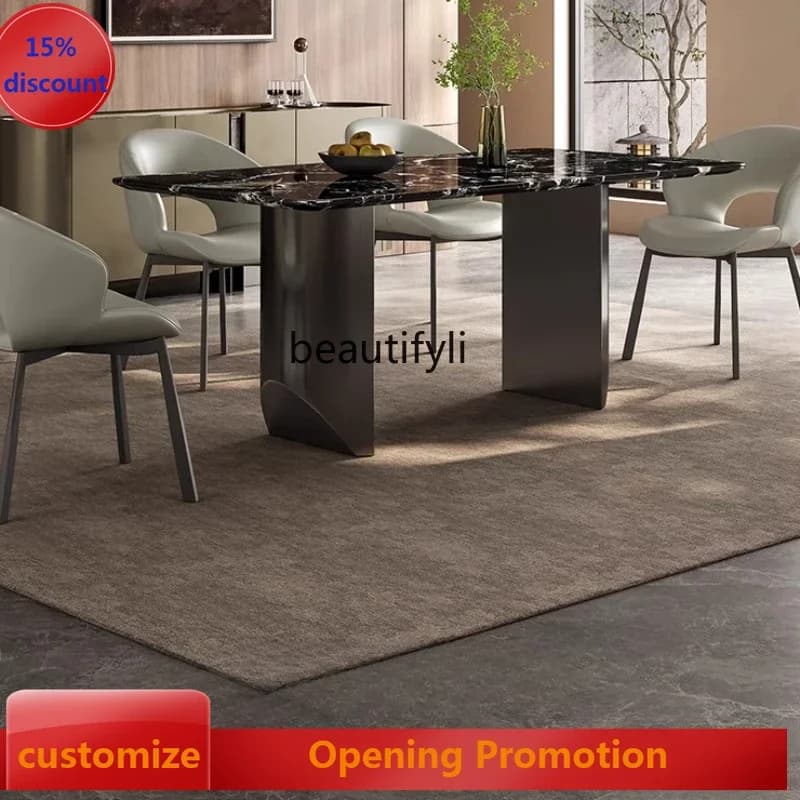 ss8350 Luxury stone dining table Italian light luxury rectangular black rose natural marble dining table