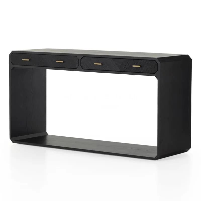 American retro solid wood porch table sofa, back table modern simple entrance foyer black decorative table