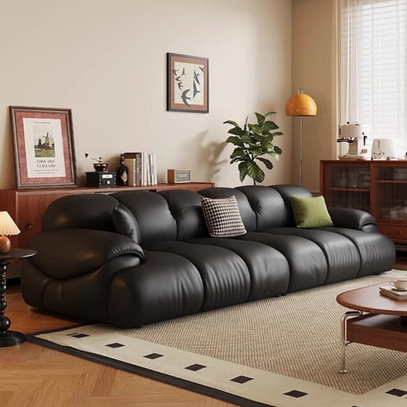 Minimalist Modern Living Room Sofas Black Classic Cheap Leather Lazy Sofa Lounge Luxury Soft Couch Wohnzimmer Home Furniture