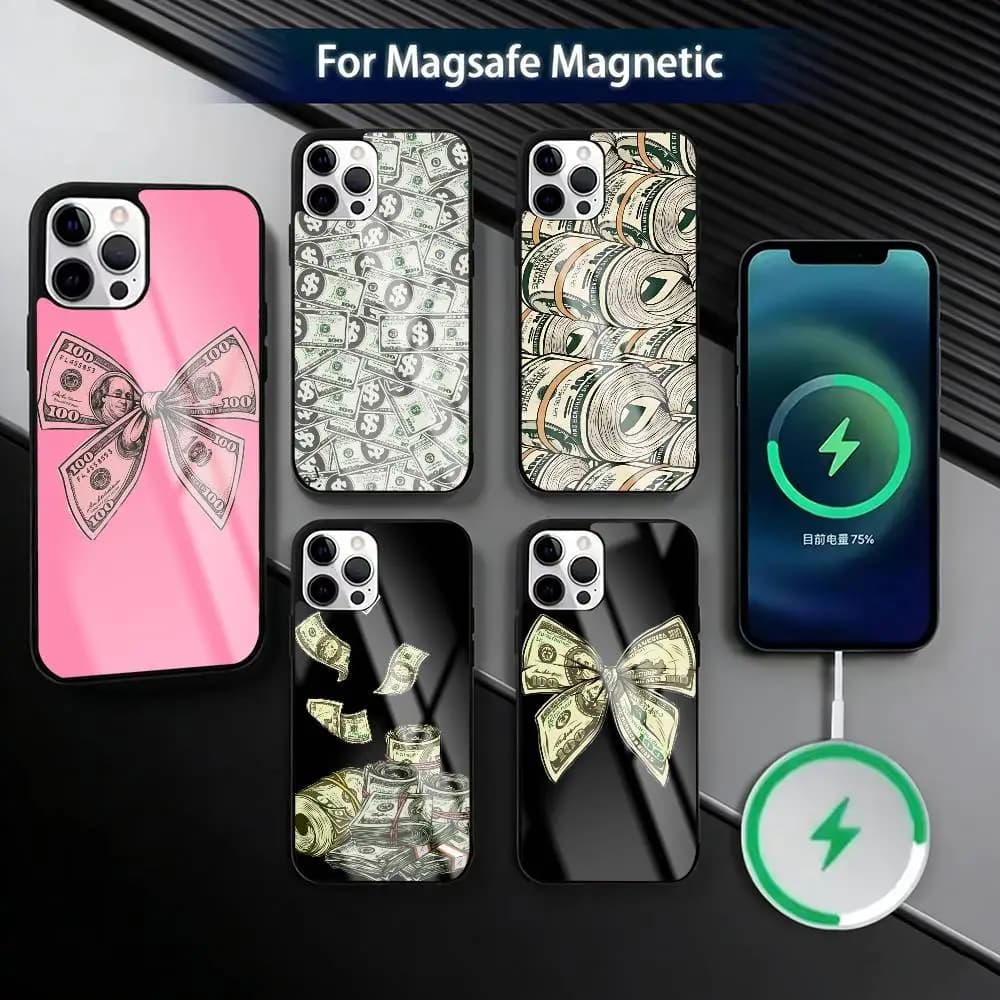 Trendy Money Skeleton Hand Matte  Phone Case For iPhone17,16,15,14,13,12,11 Plus,Pro Magnetic with Magsafe Wireless Charging