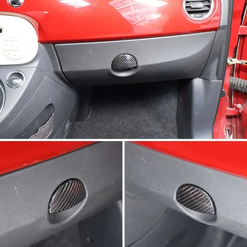 1Pcs Real Carbon Fiber For Fiat 500 2007-2026+ Car Passenger Glovebox Switch Decoration Sticker Interior Protection Accessories