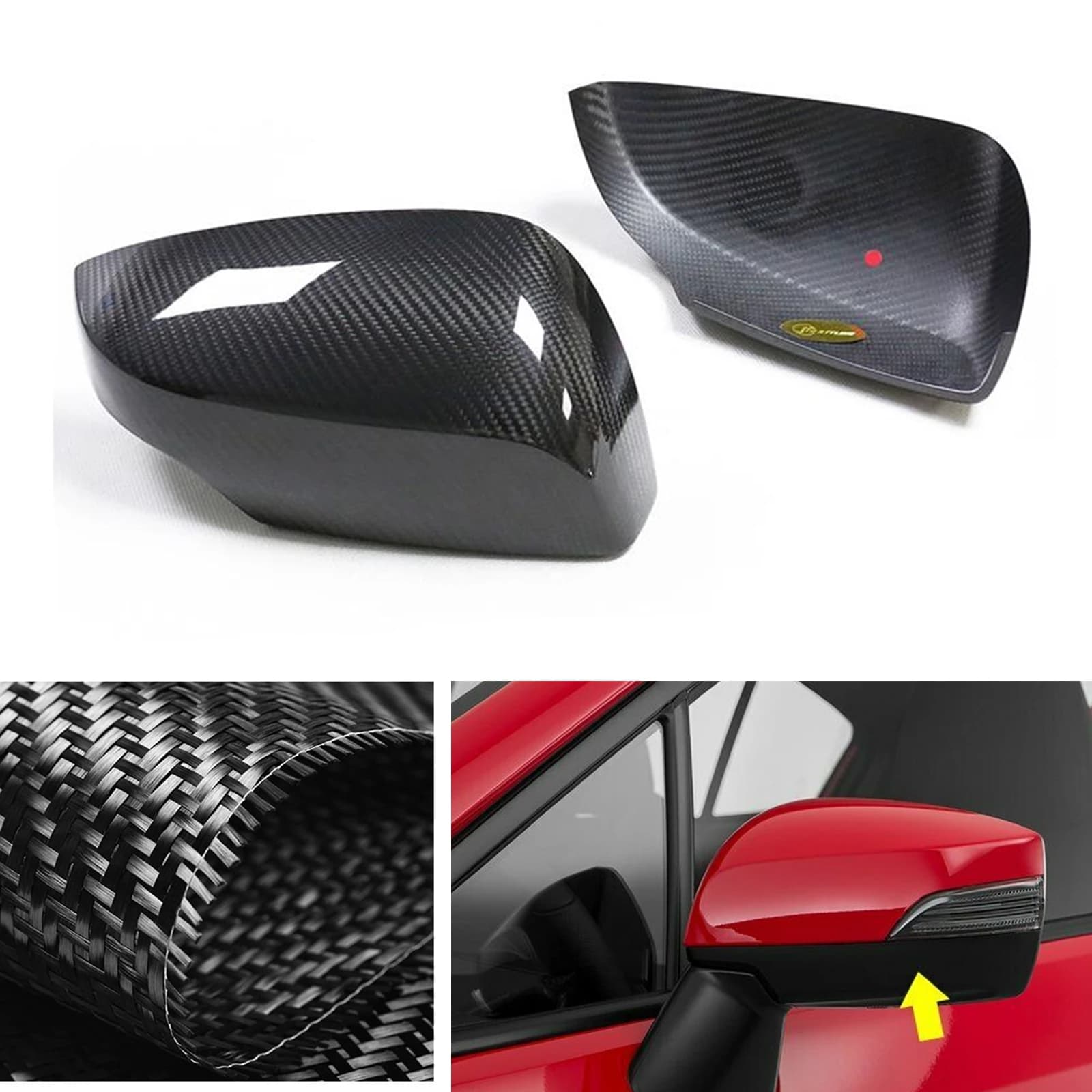 Rear View Mirror Cover For Subaru WRX STi 2015 2016 2017 2018 2019-2021 Real Carbon Fiber Exterior Add On Rearview Cap Housing