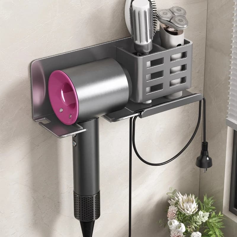 Bathroom Hair dryer Shelf Wall-mounted bracket No punching Air duct Storage shelf Hanger