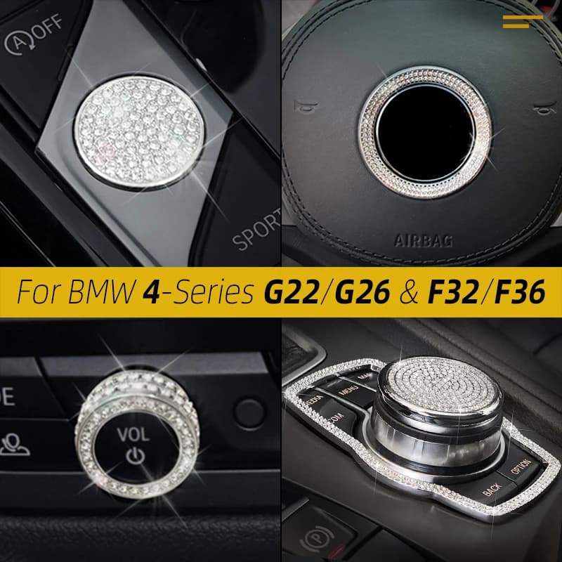 For BMW 4 Series F32 F36 G26 G22 Luxury Crystal Diamond Car Interior Accessories Kit Trim Sticker Car Styling