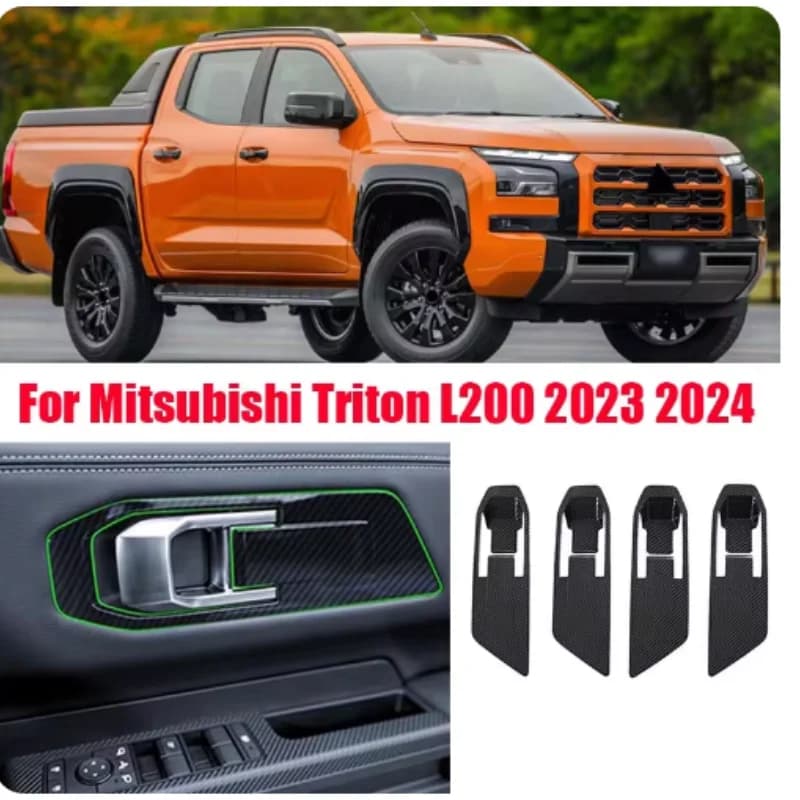 Fit For Mitsubishi Triton L200 2023 2024 Car Inner Armrest Handle Cover Trim Decoration Door Bowl Protector Auto Accessories