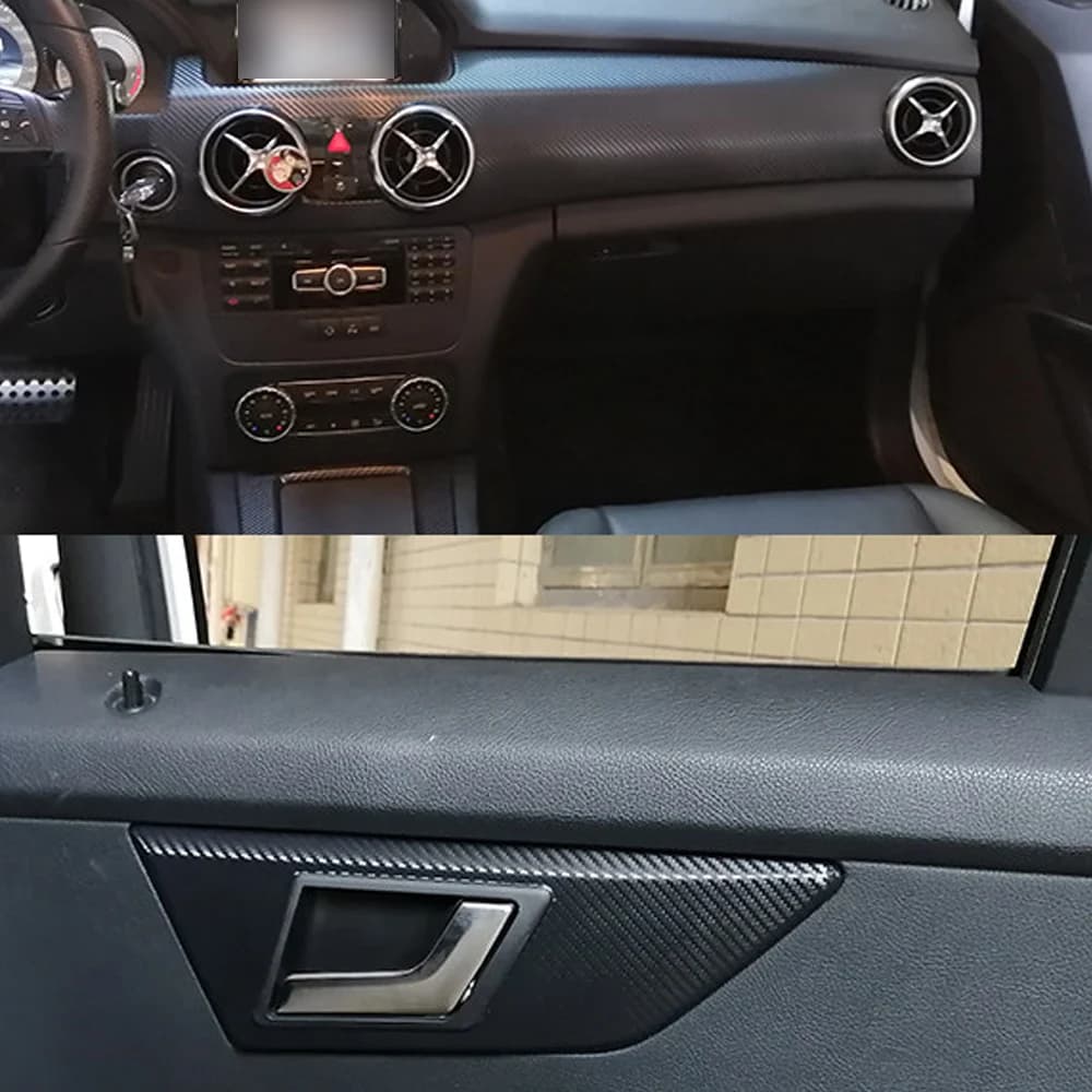Carbon Fiber Interior Trim Stickers For Mercedes Benz GLK X204 2013-2016 Central Console Gear Shift Panel Door Handle Cover Trim