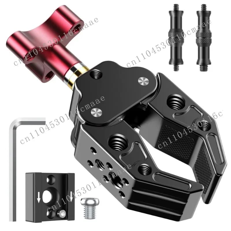 Heavy Duty Extended Clip Aluminum Powerful Crab Clip with 1/4 3/8 Threaded Hole for SLR cameras, action cameras