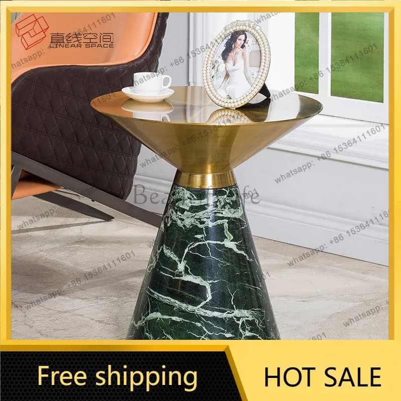 LS retro small coffee table with sofa light luxury personalized movable wrought iron mini side table small flower stand