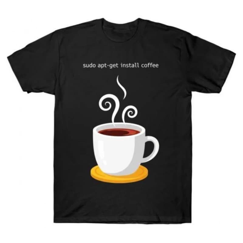 sudo apt-get install coffee cup Funny Developer Gift t shirt for Software Engineer Graphic clothes 100% cotton All size Tops