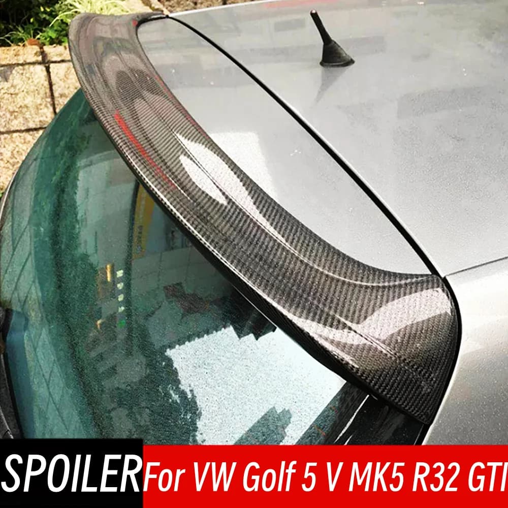 For VW Volkswagen Golf 5 V MK5 R32 GTI 2006-2009 Car Rear Roof Trunk Lid Black Carbon Fibe Spoiler Wings Tuning Accessories Part