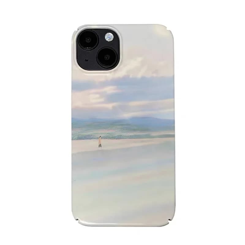 ins Korean Sky oil painting girl Phone Case for IPhone 16E 15 14 13 Pro Max 12 Mini 11 Pro X Protection Ultra Thin Hard PC Cover