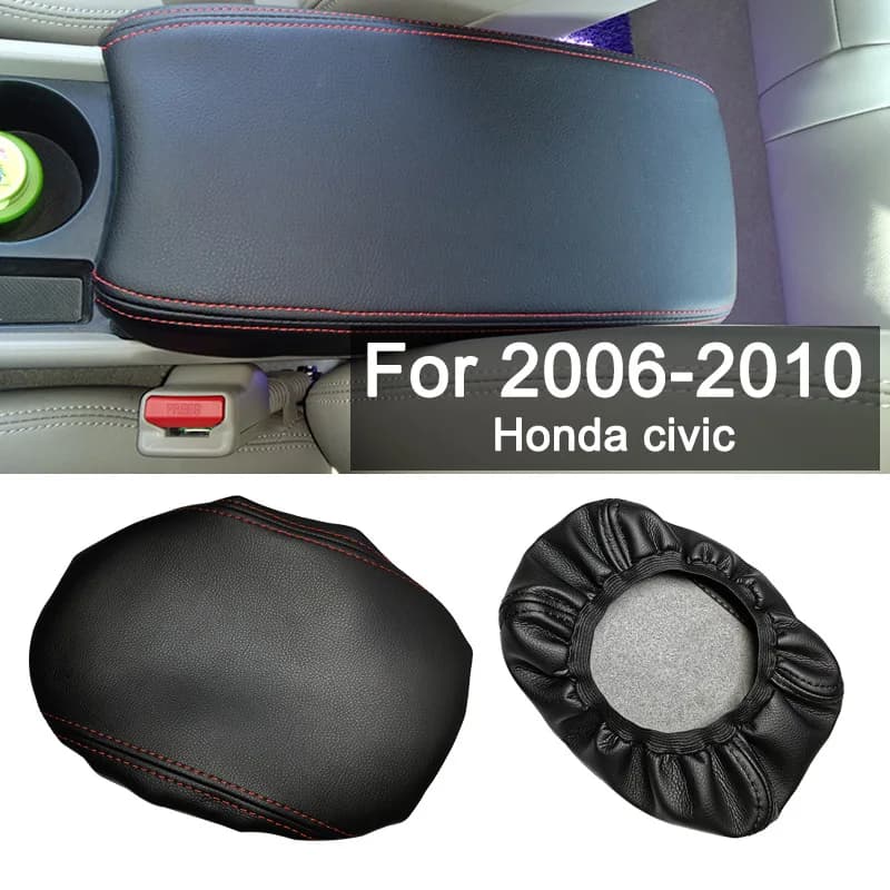 Center Console Armrest Cover For Honda Civic 8th Gen 2006-2010 Leather Armrest Lid Protector Auto Interior Accessories