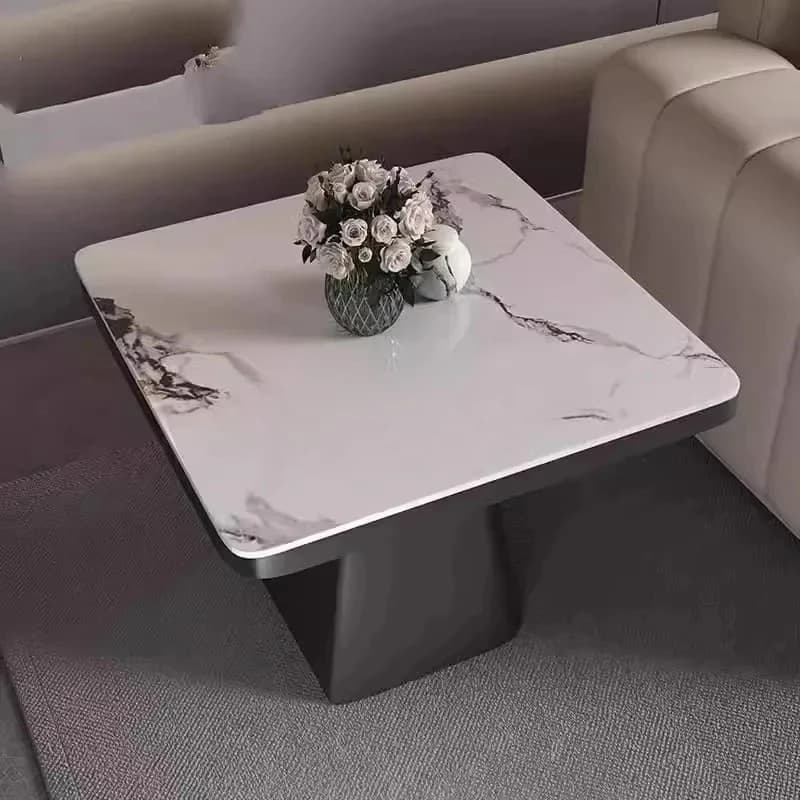 Light Luxury Modern Simple Rock Board Side Table High-End Bedside Sofa Corner  Balcony Bedroom Tea Table Square Rock Villa Hotel