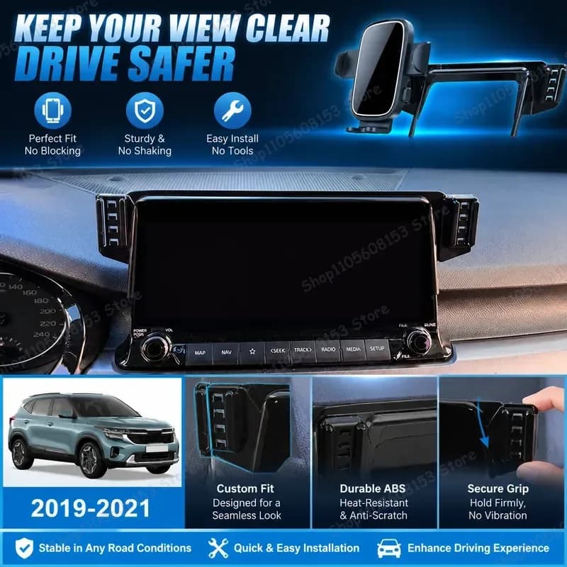 For KIA Seltos KX3 2019 2020 2021 For RHD LHD Car Phone Holder Adjustable Clip On Mount Stable No Vibration Dashboard Screen