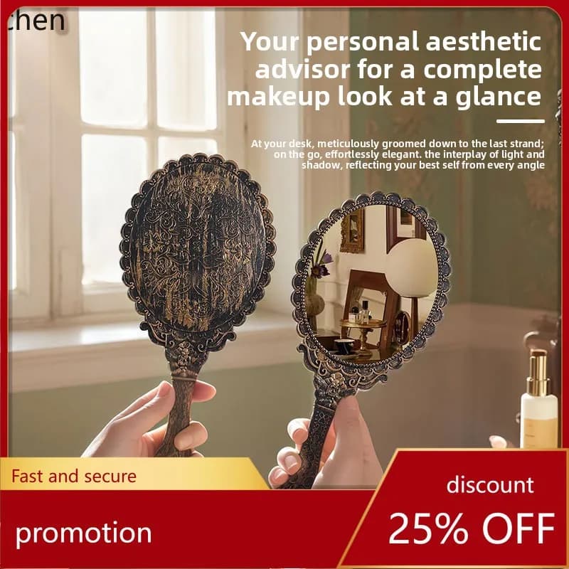 YFY  handheld makeup mirror - women's portable vanity mirror for home, dorm, and travel - vintage gift makeup mirror