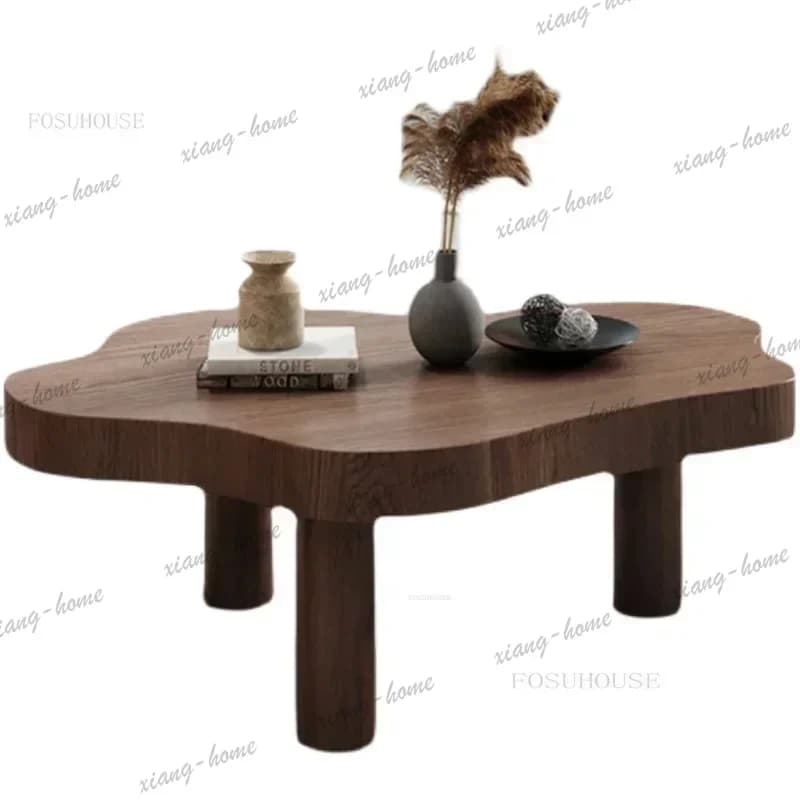 PG Nordic Home Living Room Center Table Solid Wood Coffee Table Simple Small Side Table Irregular Shaped White Cloud Design
