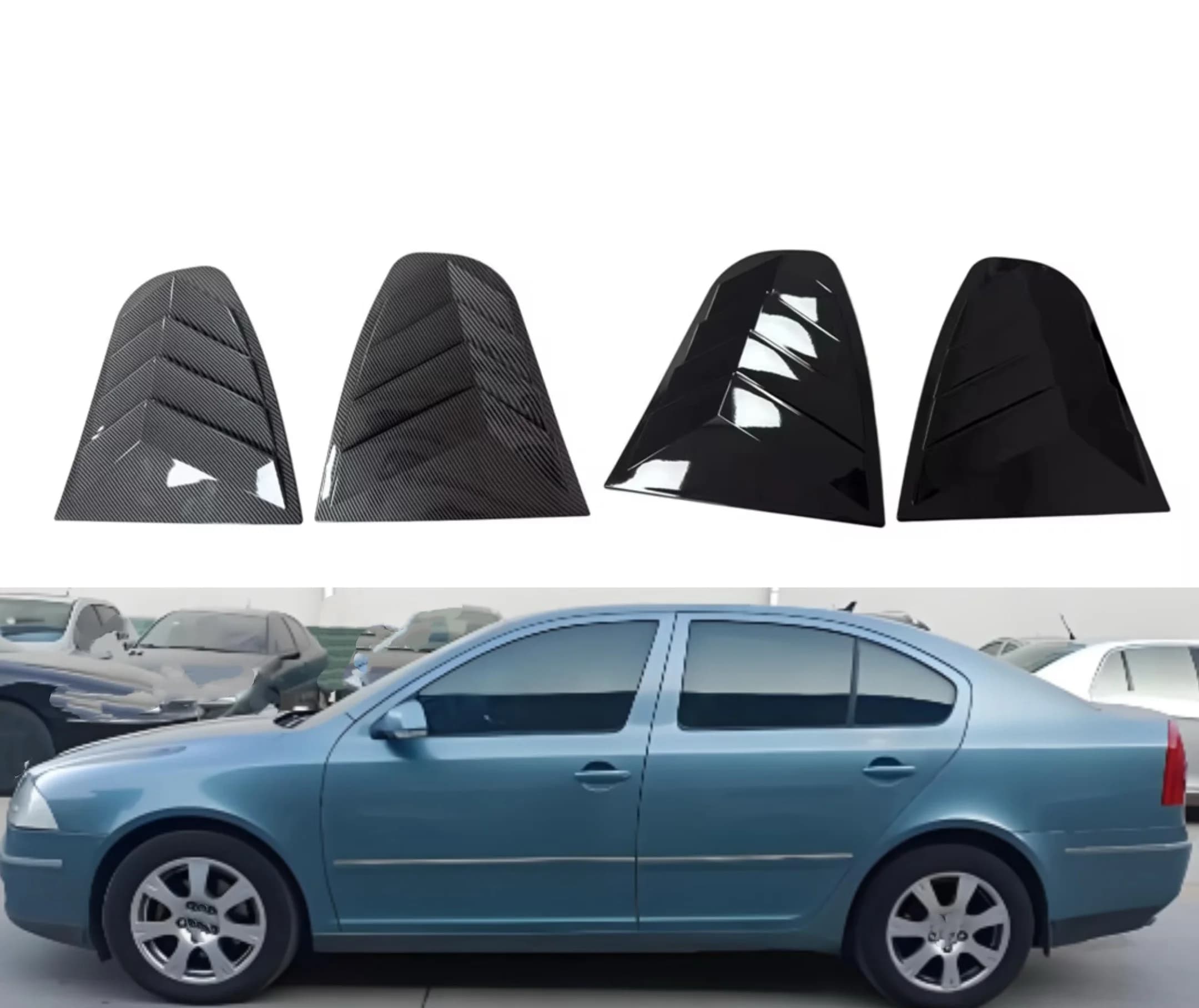 Gloss Black Car Side Window Louver Fit For Skoda Octavia 2008 2009 2010 2011 2012 Car Rear Window Shutter Cover Spoiler