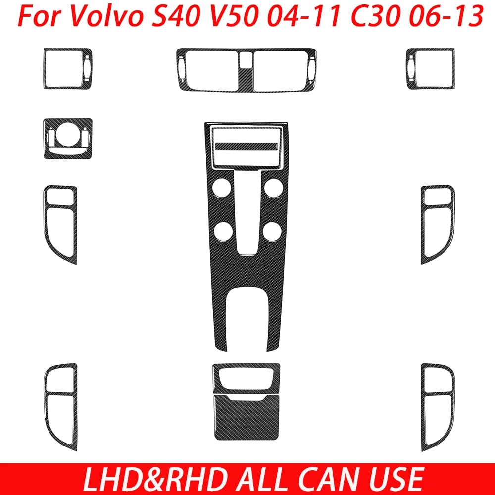 For Volvo S40 V50 2004–2011 C30 2006–2013 Carbon Fiber Complete Set Car Interior Accessories Modification Decoration Stickers