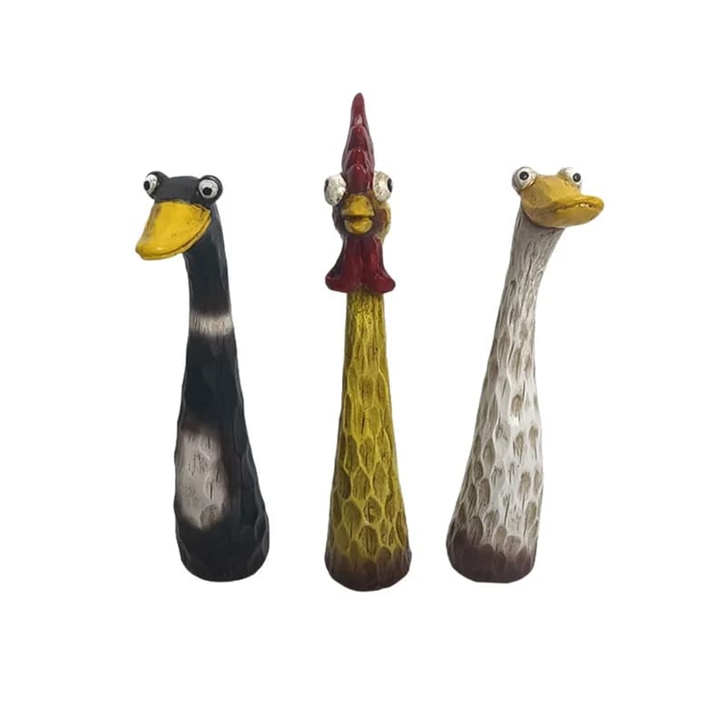 Screaming Chicken Duck Goose Figurines Resin Animal Ornaments Funny Garden Yard Lawn Decoration