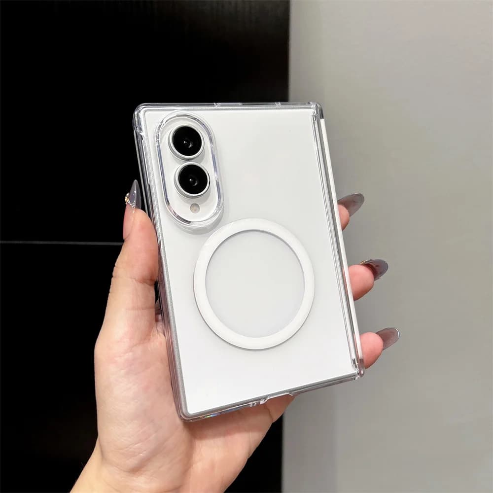 New Clear Magnetic Phone Case For Samsung Galaxy Z Fold 8 Transparent Hard PC Shockproof Foldable Protective Cover For Magsafe