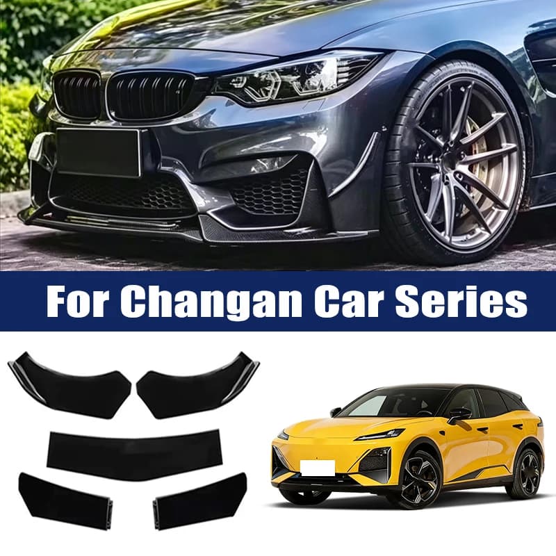 5Pcs ABS Front Bumper Lip Body Kit Spoiler Splitter Canard Trim Exterior Accessories For Changan CS35 CS55 CS75 PLUS UNI-K UNI-T