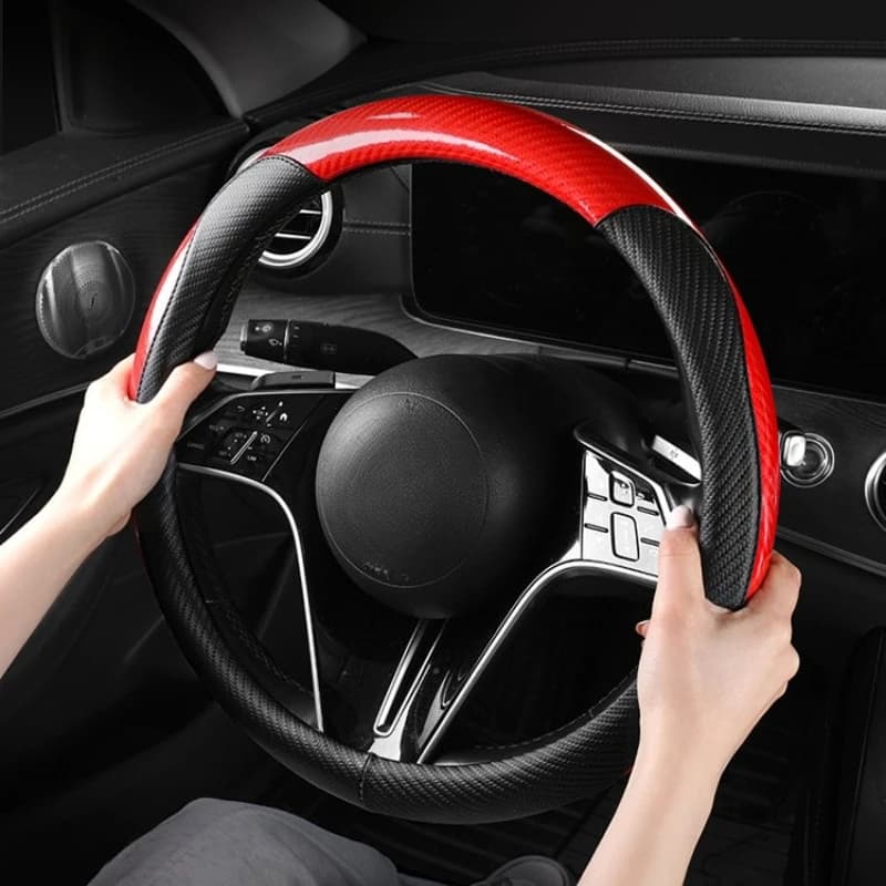 Universal Leather Car Steering Wheel Cover Carbon Fiber Steering Wheel Covers Car Accessories O/D Type Non-slip Steering Covers
