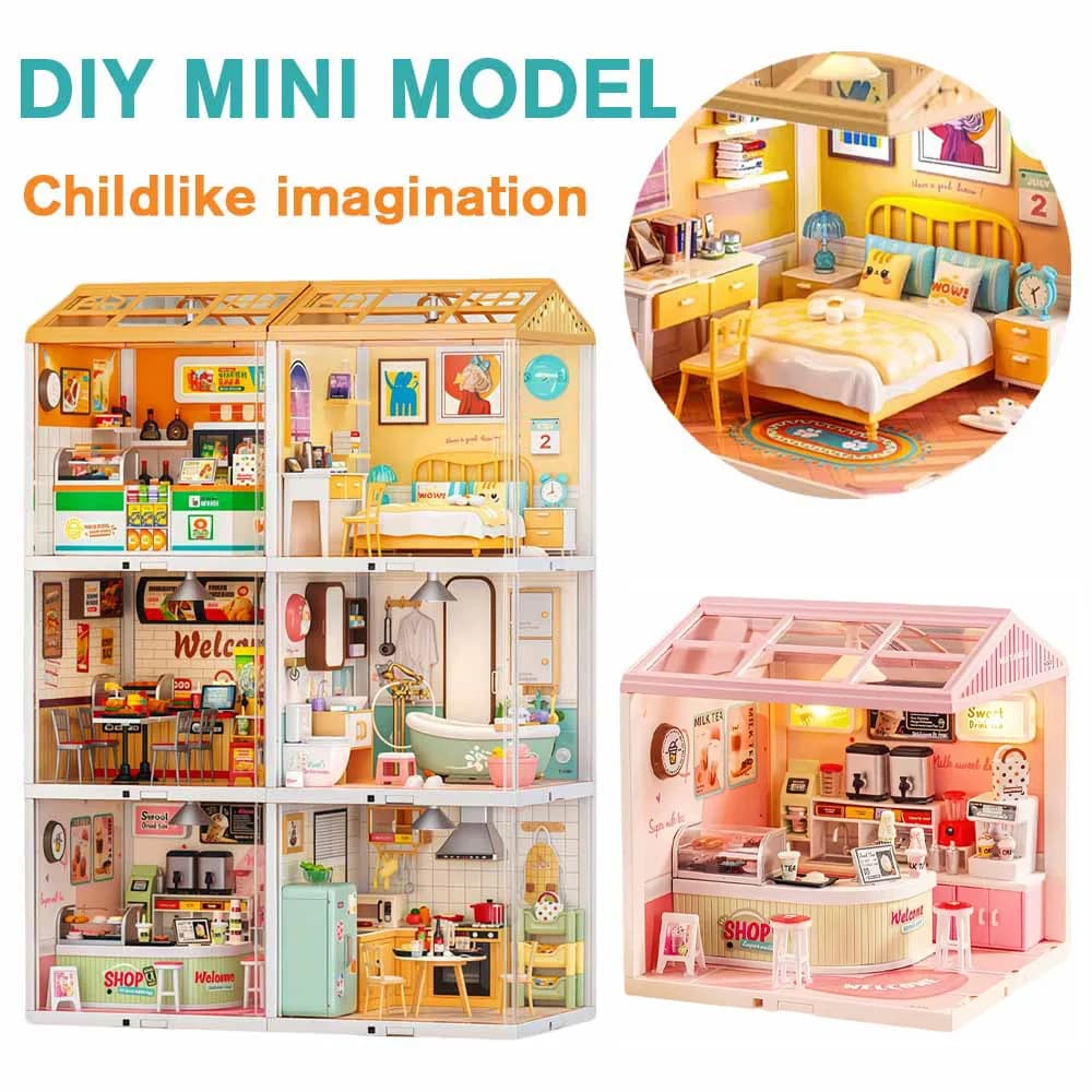 DIY Fairy Tale Cottage House Miniature Model 3D Puzzle Home Ornament Creative Decoration Crafts, Handmade Gift for Adults & Kids