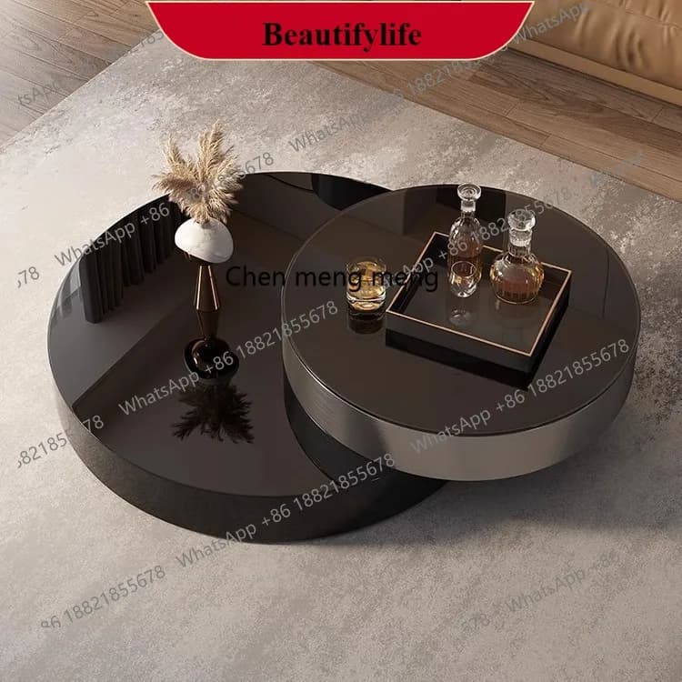 G153 Light luxury rotating coffee table modern simple living room telescopic creative round combination size apartment tea table