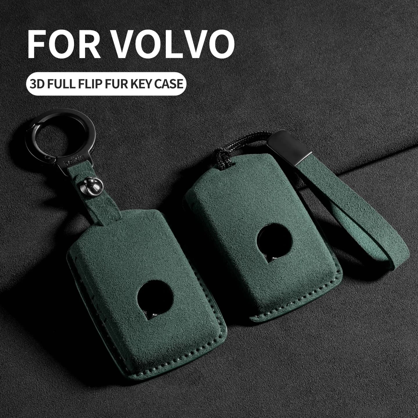 For Volvo S60 S90 XC40 XC60 XC90 V60 V90 T6 T8 Suede Car Smart Remote Key Case Cover Protector Auto Shell Decorative Accessories