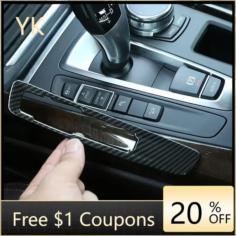 For BMW X5 F15 X6 F16 14-17 ABS Carbon Fiber Car Center Console Mode Button Frame Cover Trim Stickers Car Accessories (LHD RHD)