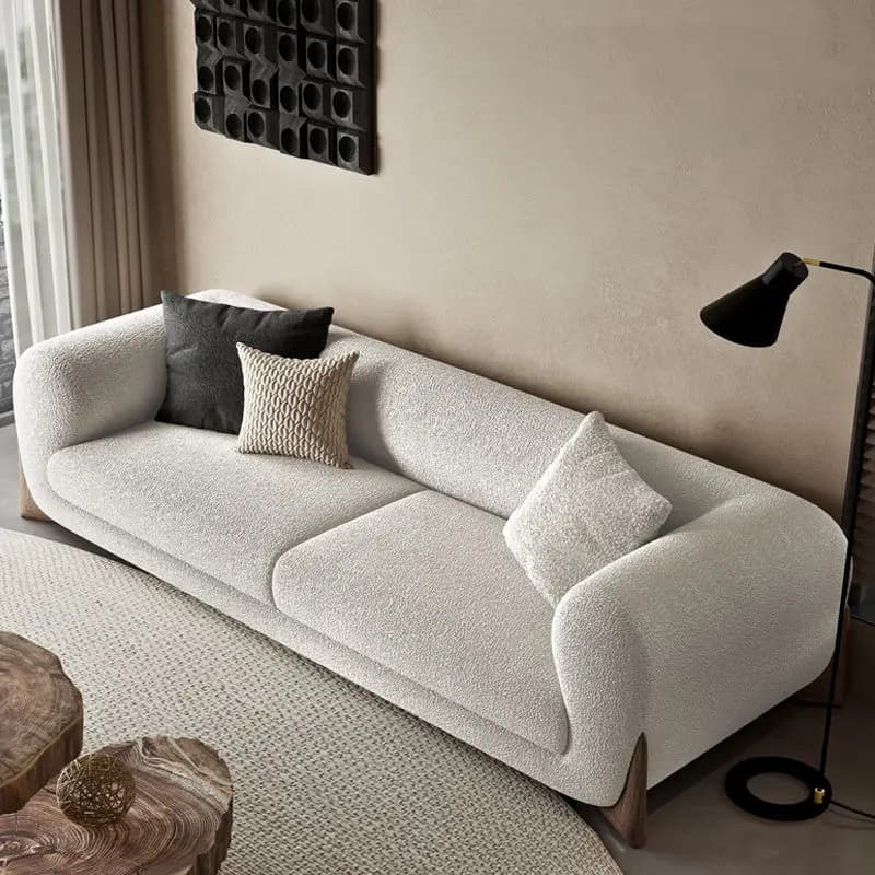 Modern Living Room Sofa Set With Comfort Cushions And Synthetic Leather Upholstery For Family Seating And Home Lounge Use