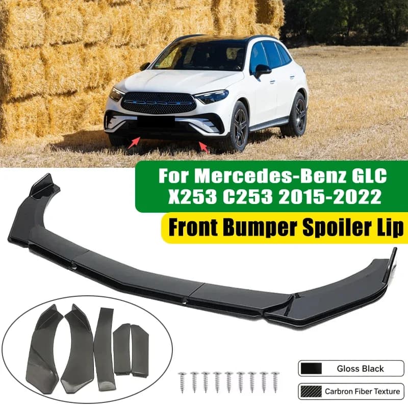 For Mercedes-Benz GLC X253 C253 2015-2022 5Pcs ABS Car Front Bumper Lip Spoiler Splitter Body Kit Canard Tuning Accessories